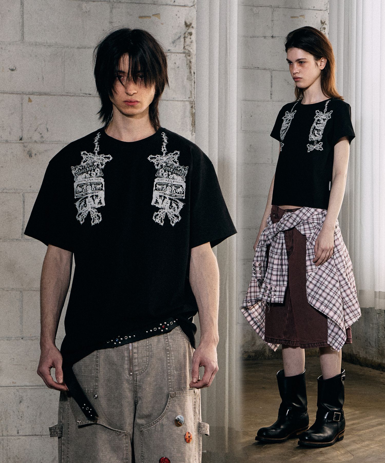 MUSINSA | THEVINYLHOUSE CHAIN RIBBON TEE BLACK