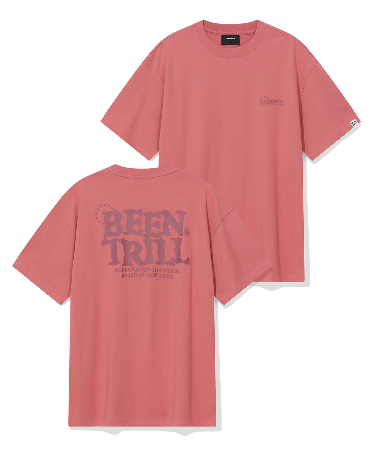 빈트릴(BEENTRILL) 스타 서클 로고 티셔츠(다크 핑크)