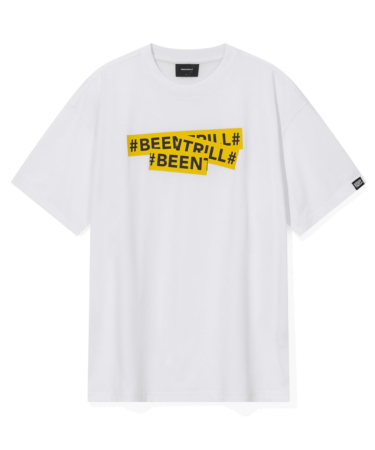 빈트릴(BEENTRILL) 시그니처 테이핑 티셔츠(화이트)
