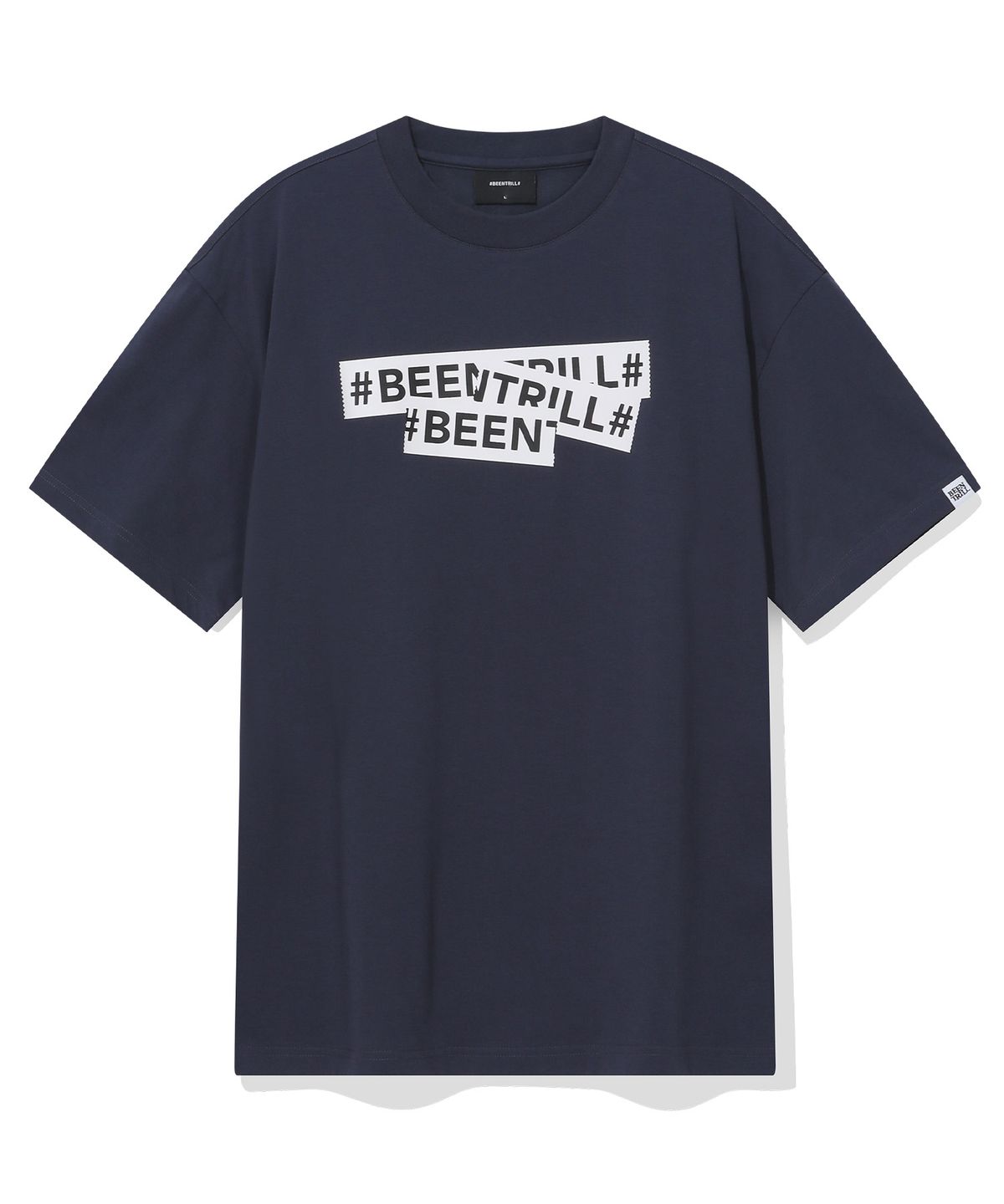 빈트릴(BEENTRILL) 시그니처 테이핑 티셔츠(인디고)
