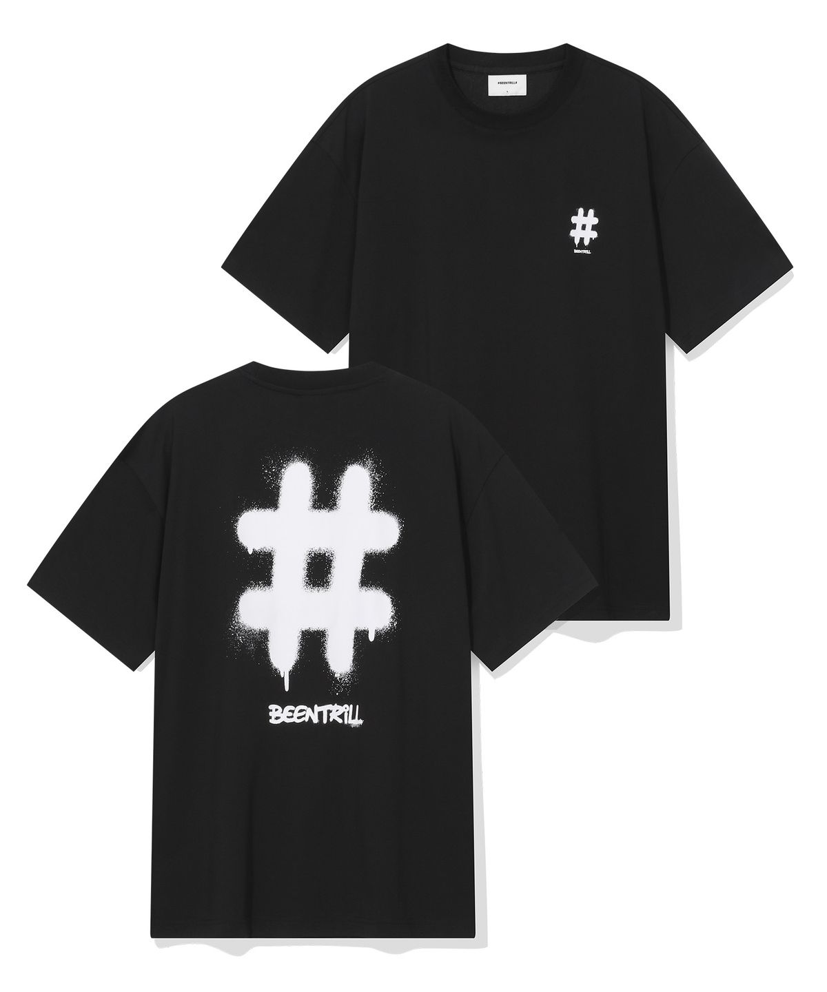 빈트릴(BEENTRILL) 스프레이 로고 티셔츠(블랙)