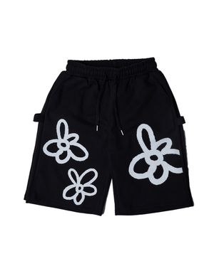 꽃 사이드 스냅 숏팬츠(블랙)