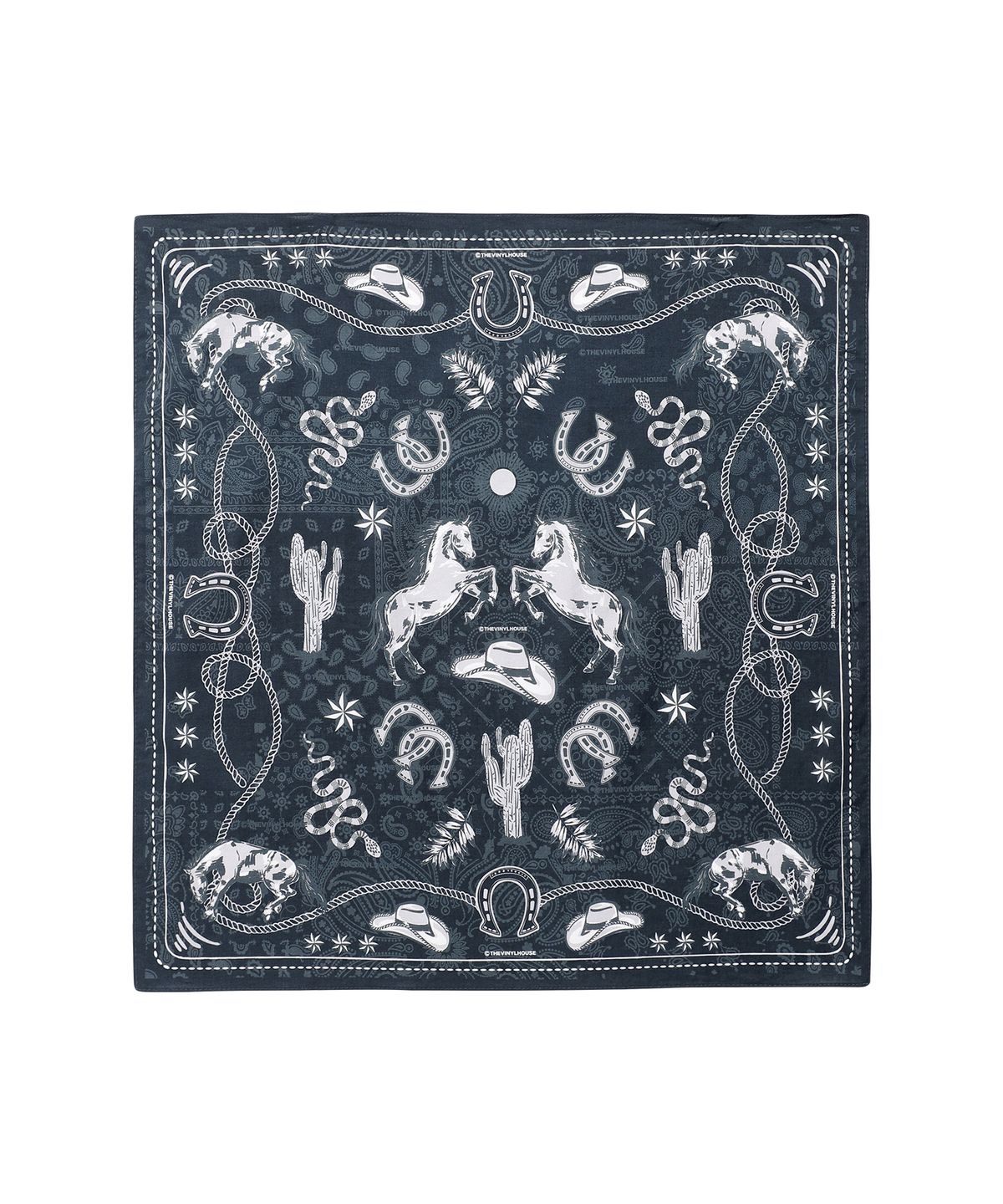 더바이닐하우스(THEVINYLHOUSE) TVH WESTERN PATTERN BANDANA NAVY