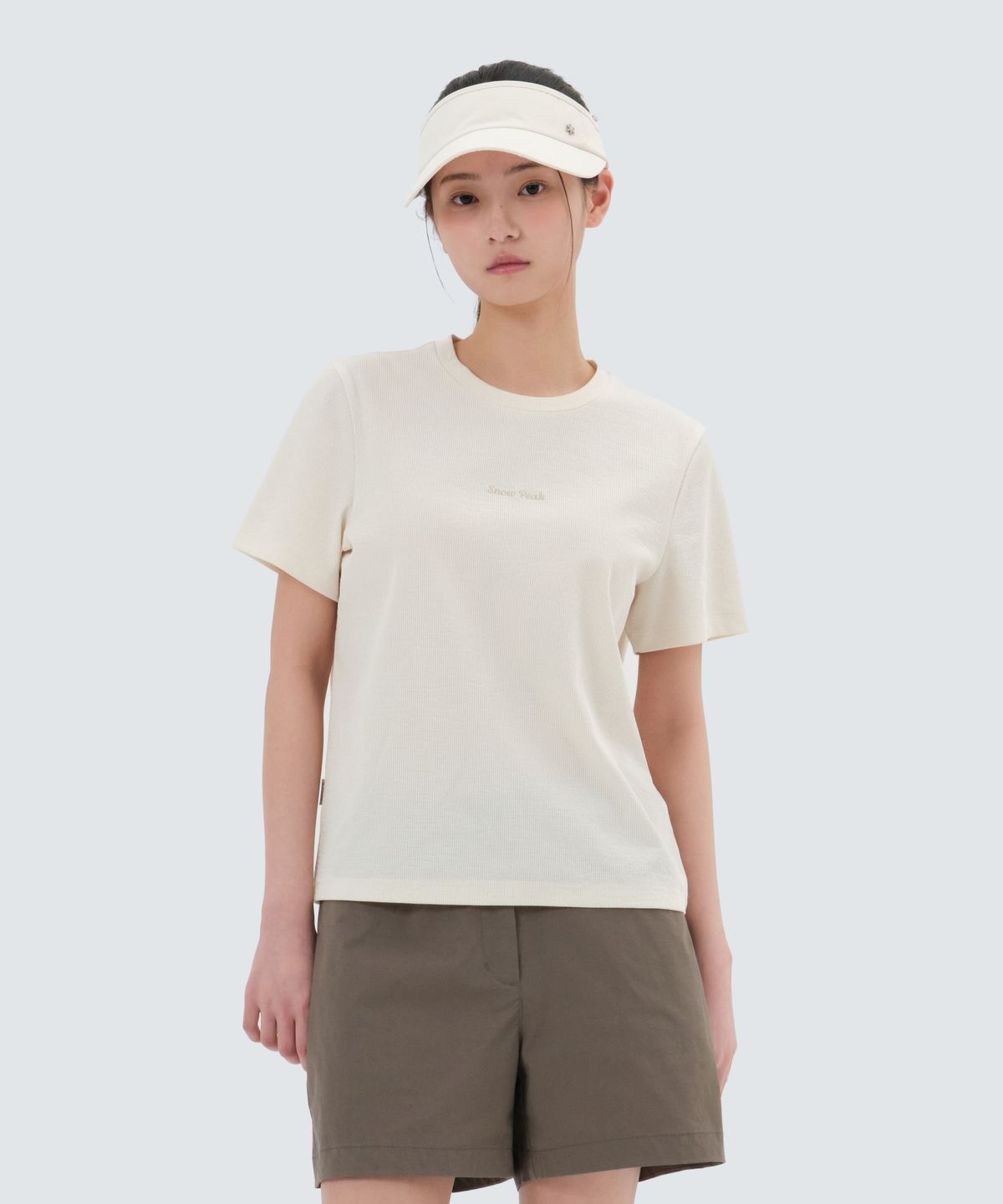 스노우피크 어패럴(SNOWPEAK APPAREL) 골지 여성 레귤러핏 반팔 티셔츠 (S25MWFTS39) Butter Ivory