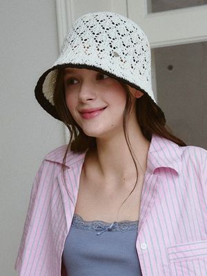 Two tone knit bucket hat_3color