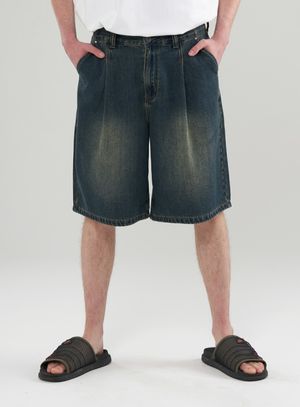 [M~4XL] 워시드 버뮤다 데님 팬츠_3칼라