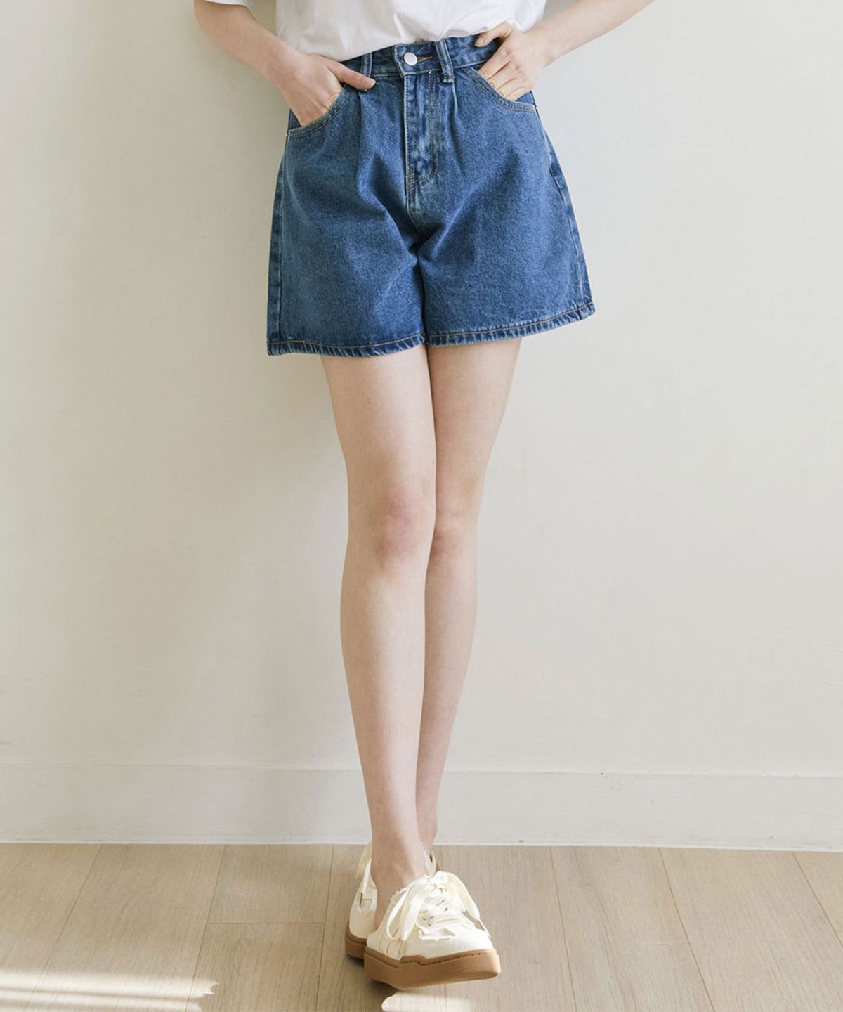 슬로우롤리(SLOWLOLLI) Flare denim short pants_4 Colors