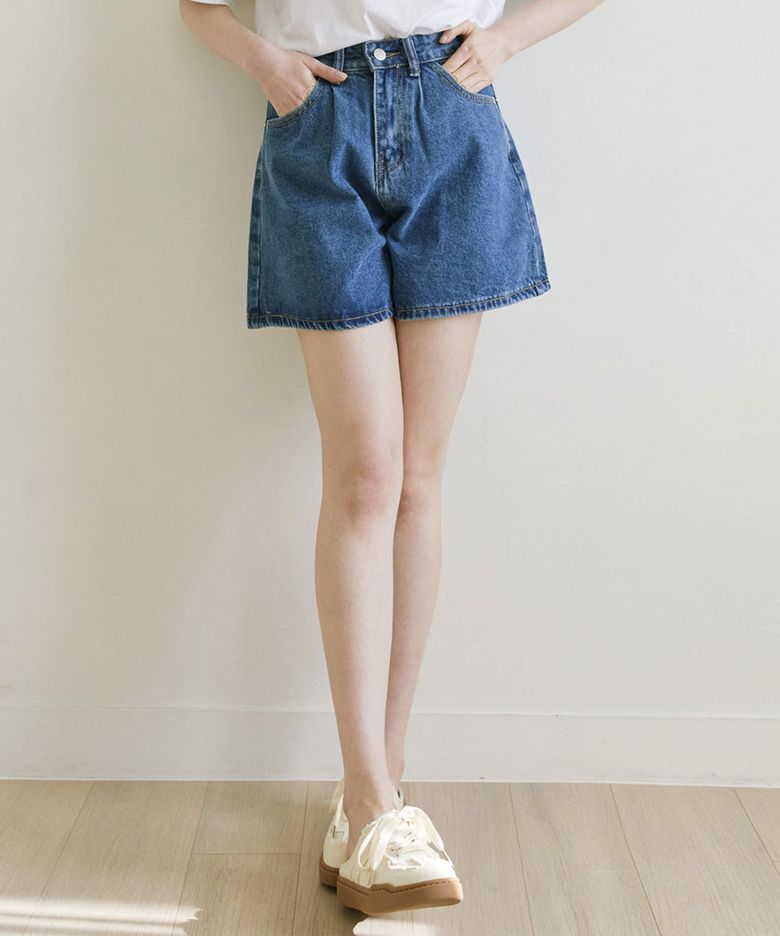 Flare denim short pants_4 Colors