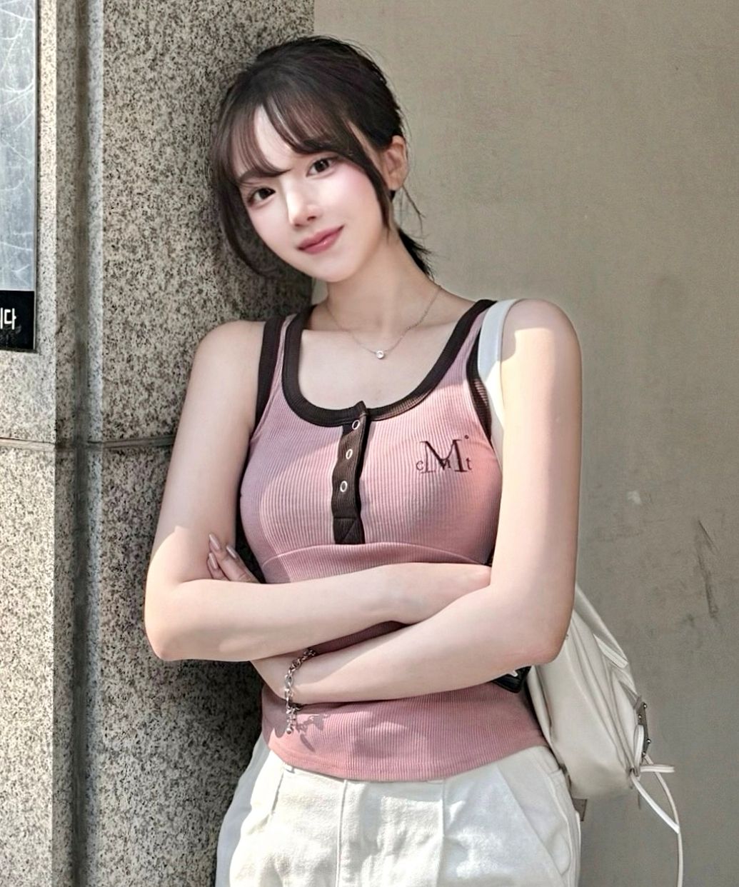 MUSINSA | MUCENT Color Pop Color Block Button Crop Golji