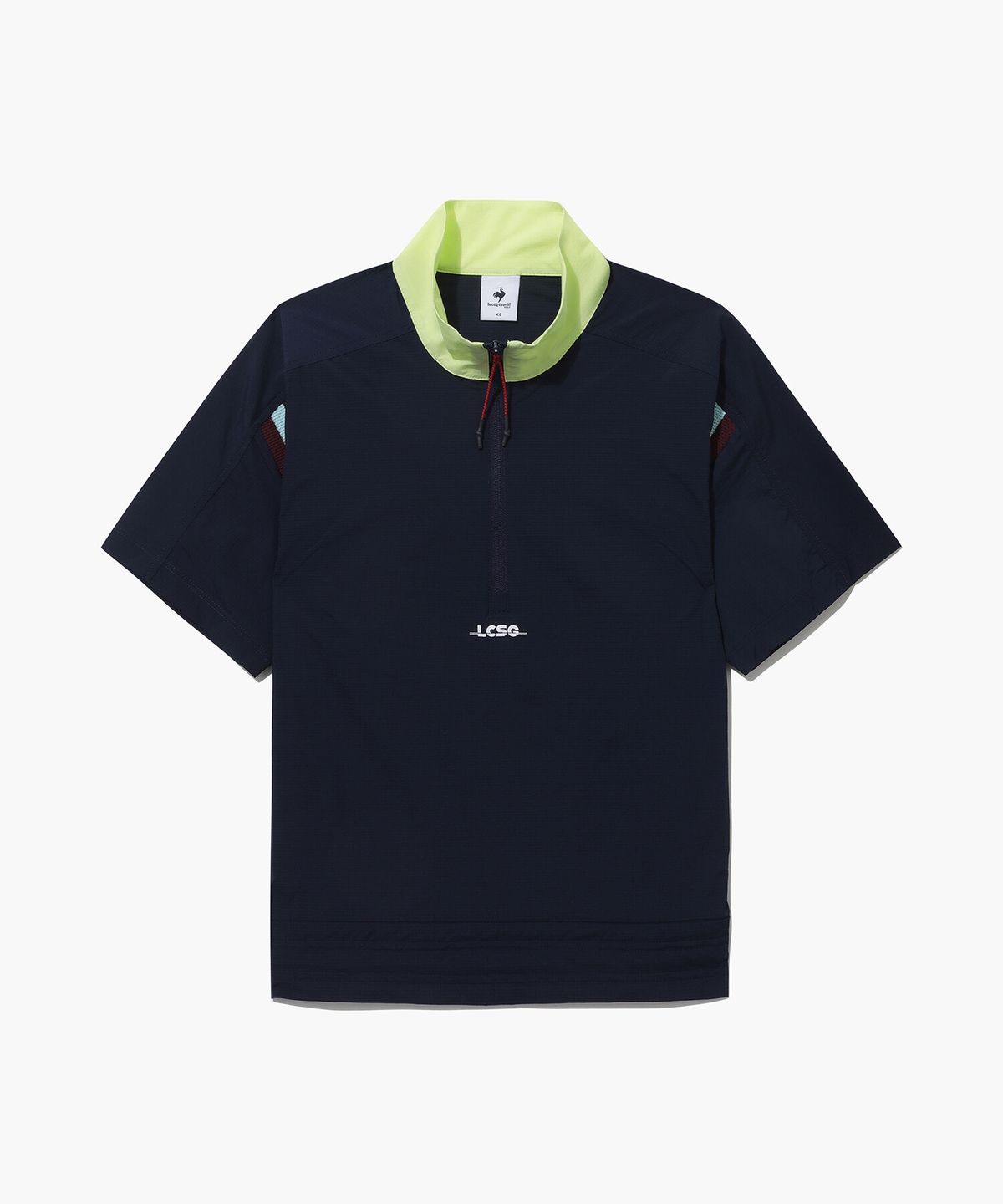 르꼬끄 골프(LECOQ GOLF) 여성 배색 밴드 포인트 우븐 반집업 티셔츠 (GQ122LTS35)