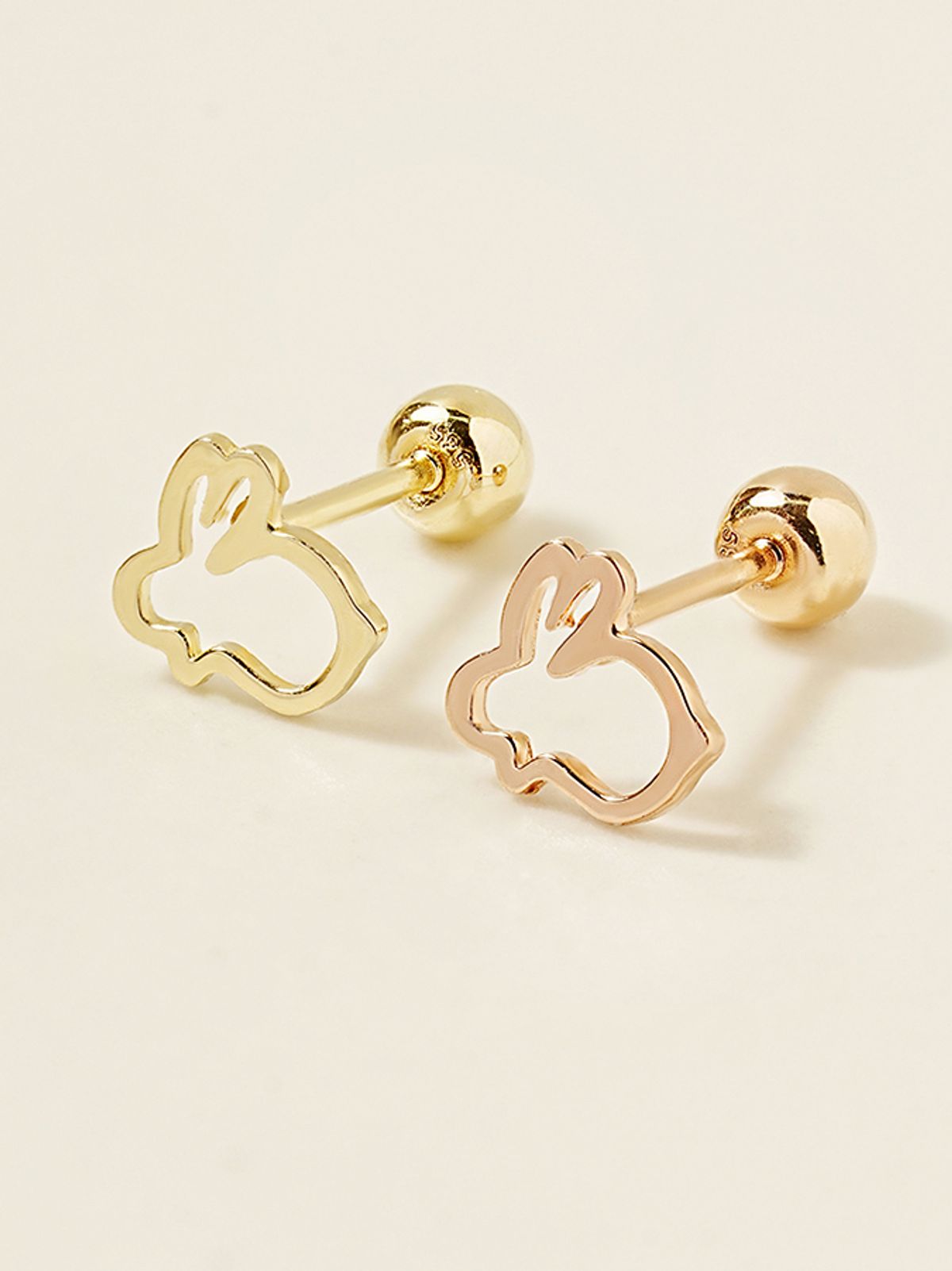 미니멀피어싱(MINIMALPIERCING) 14K 라인 토끼 피어싱 귀걸이