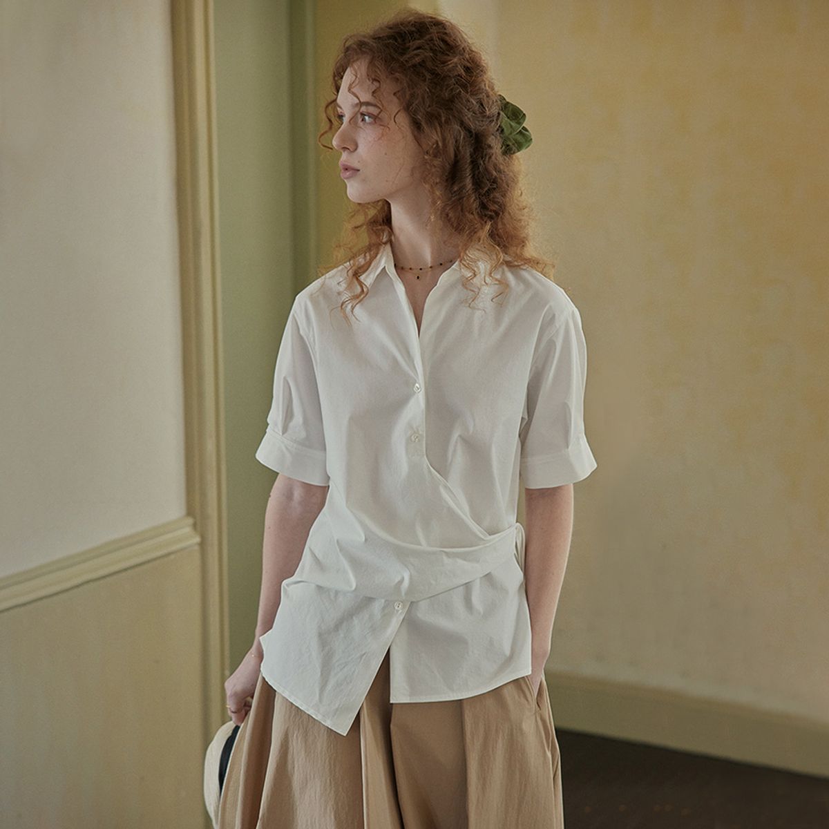 프라우드 마리(PROUD MARY) PM_Side button white shirt