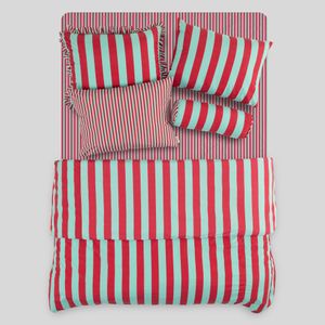 알러지케어 볼드 스트라이프 이불 베개 커버 세트(SS/Q)-Apple Candy&Mint