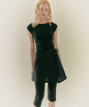 PAISLEY EMBROIDERY WRAP SKIRT_Black