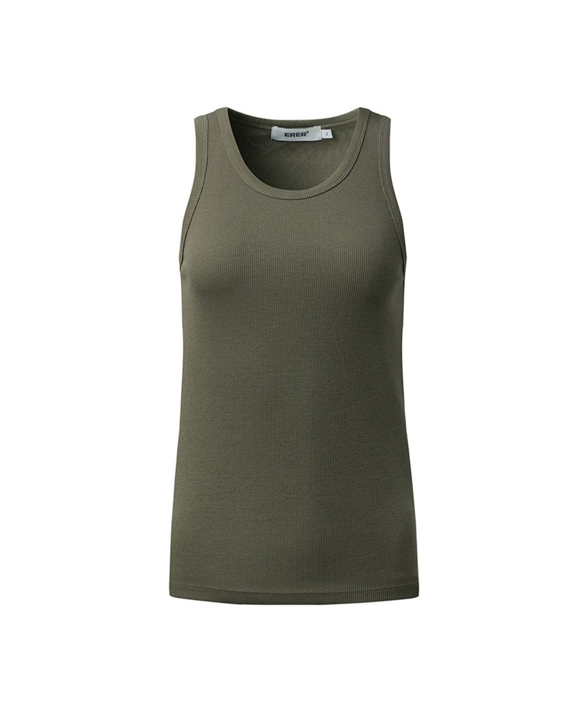 에르에르(ERER) ERER logo ribbed tank top Khaki