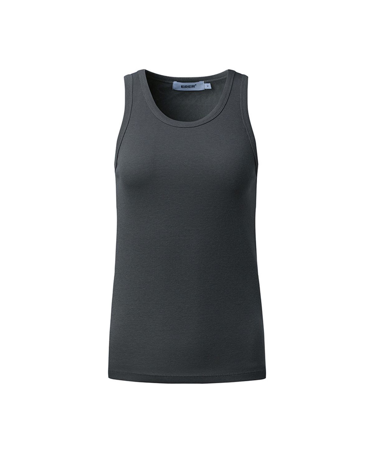 에르에르(ERER) ERER logo ribbed tank top Charcoal
