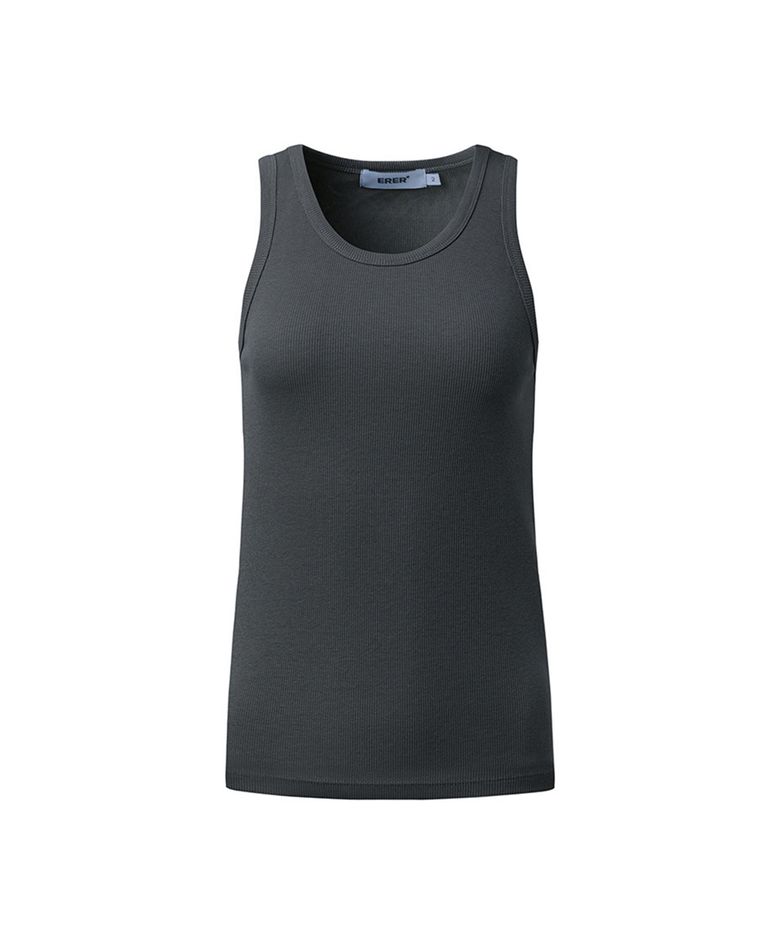 ERER logo ribbed tank top Charcoal