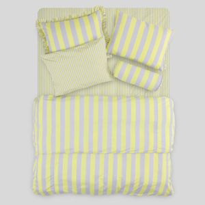 알러지케어 볼드 스트라이프 이불 베개 커버 세트(SS/Q)-Lemon&Pepper