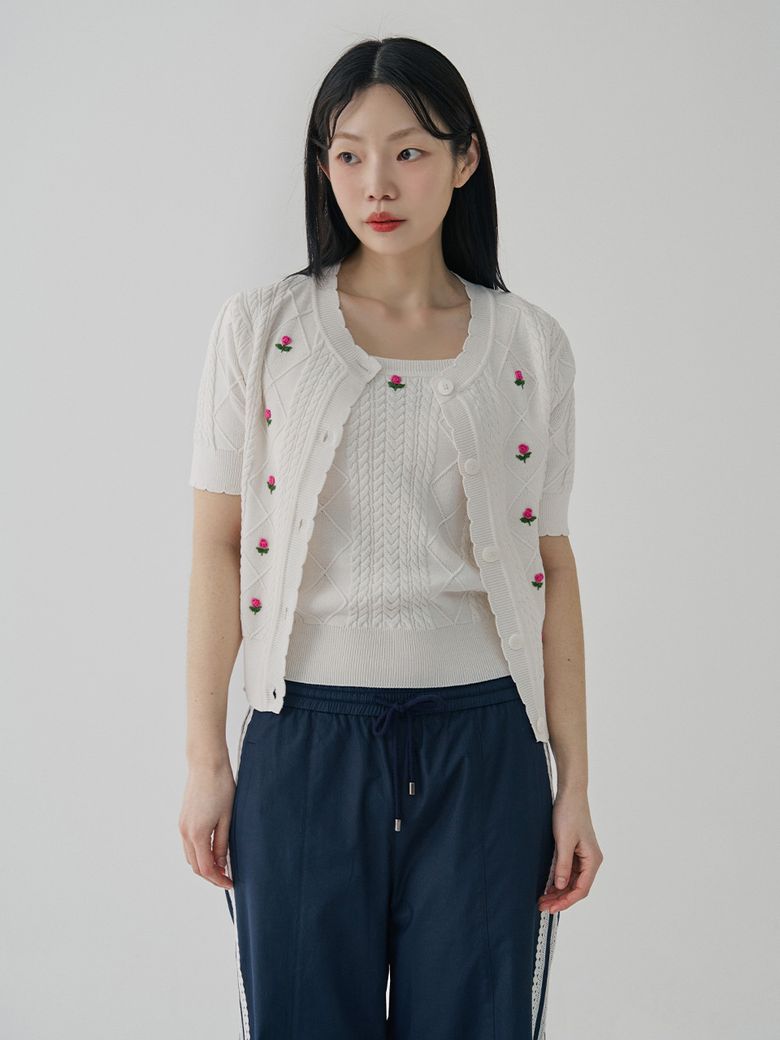 Flower Needlepoint Cable Cardigan_MB4GDN9
