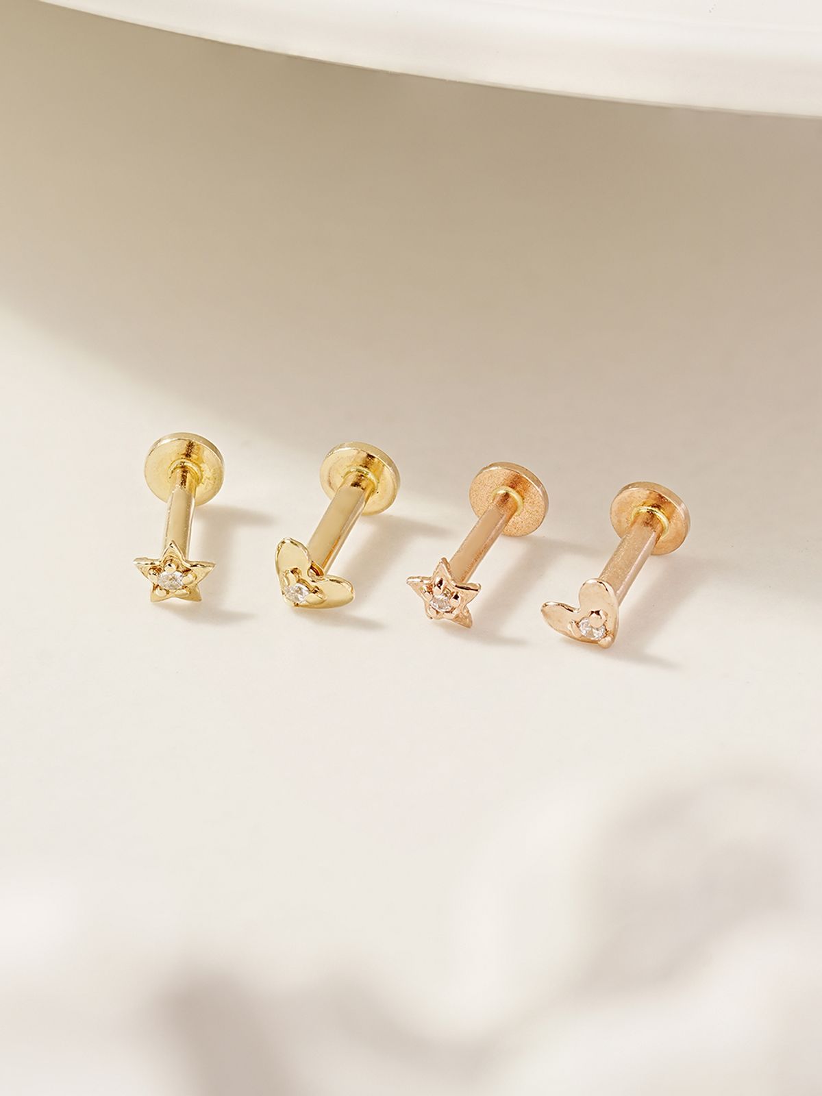 미니멀피어싱(MINIMALPIERCING) 14K 인터널 미니미 큐빅 별 하트 라블렛 피어싱