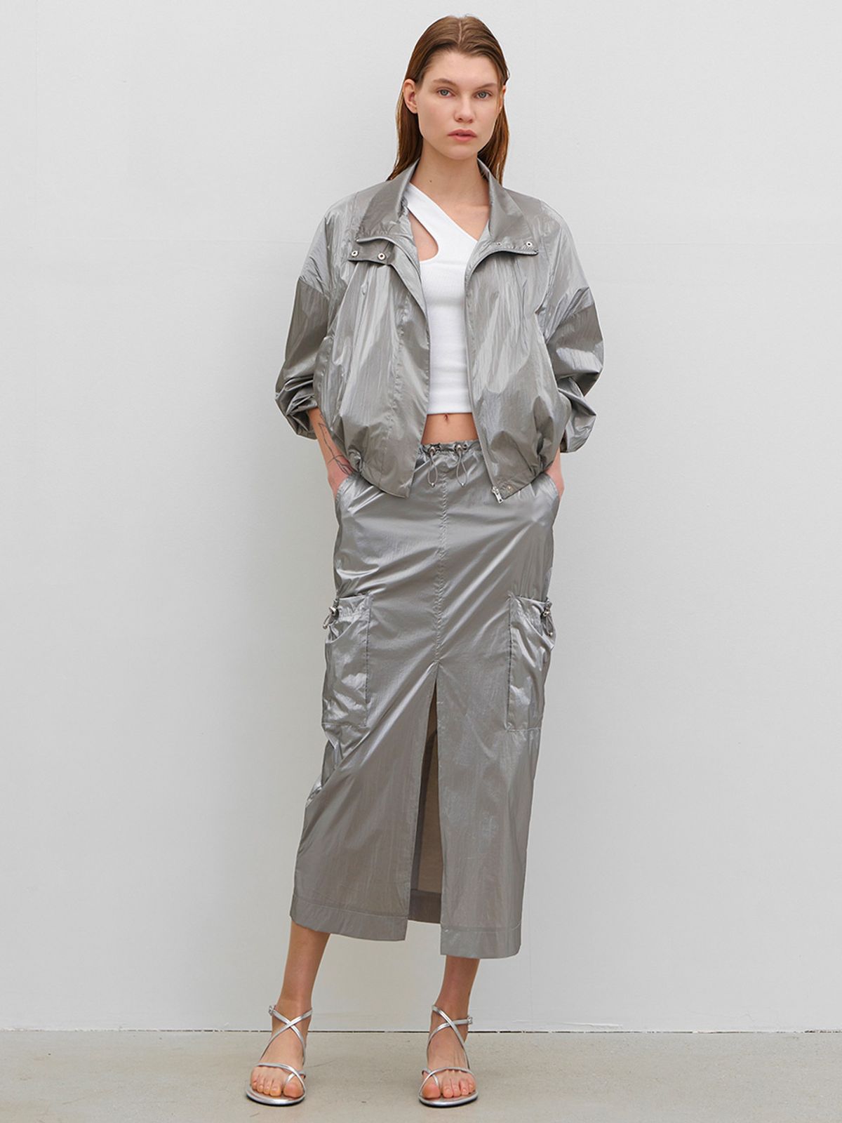 아틀리에 나인(ATELIER NAIN) SILLIN CASUAL SHINY SKIRT(SK-4891)