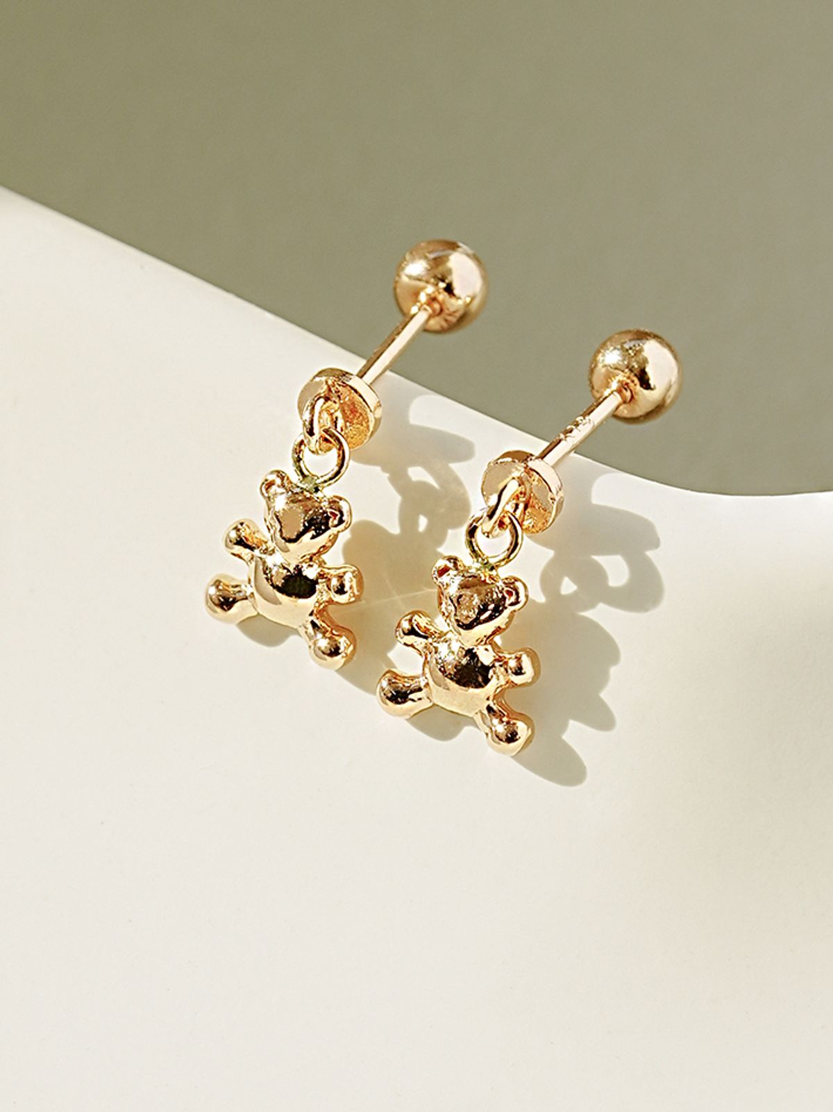 미니멀피어싱(MINIMALPIERCING) 14K 아기 곰돌이 드롭 피어싱 귀걸이