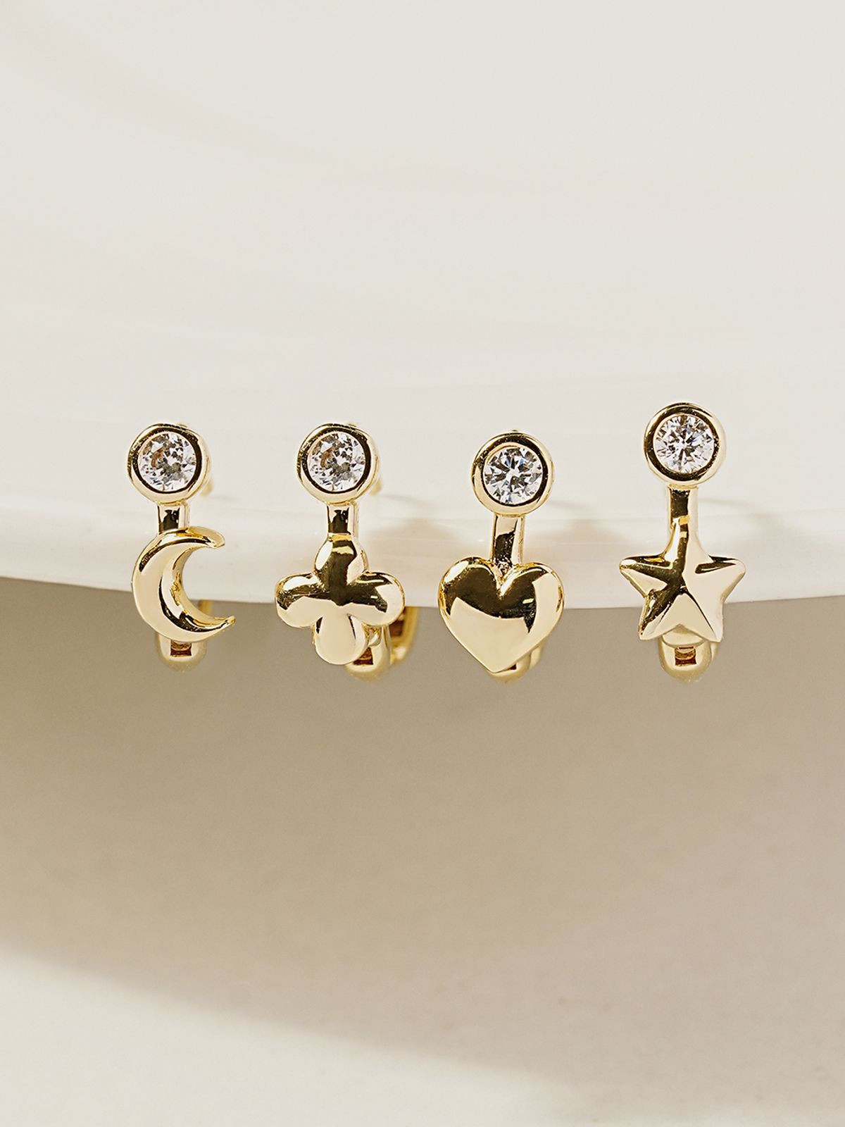 미니멀피어싱(MINIMALPIERCING) 14K 18K 심볼 별 달 하트 클로버 원터치 링 귀걸이