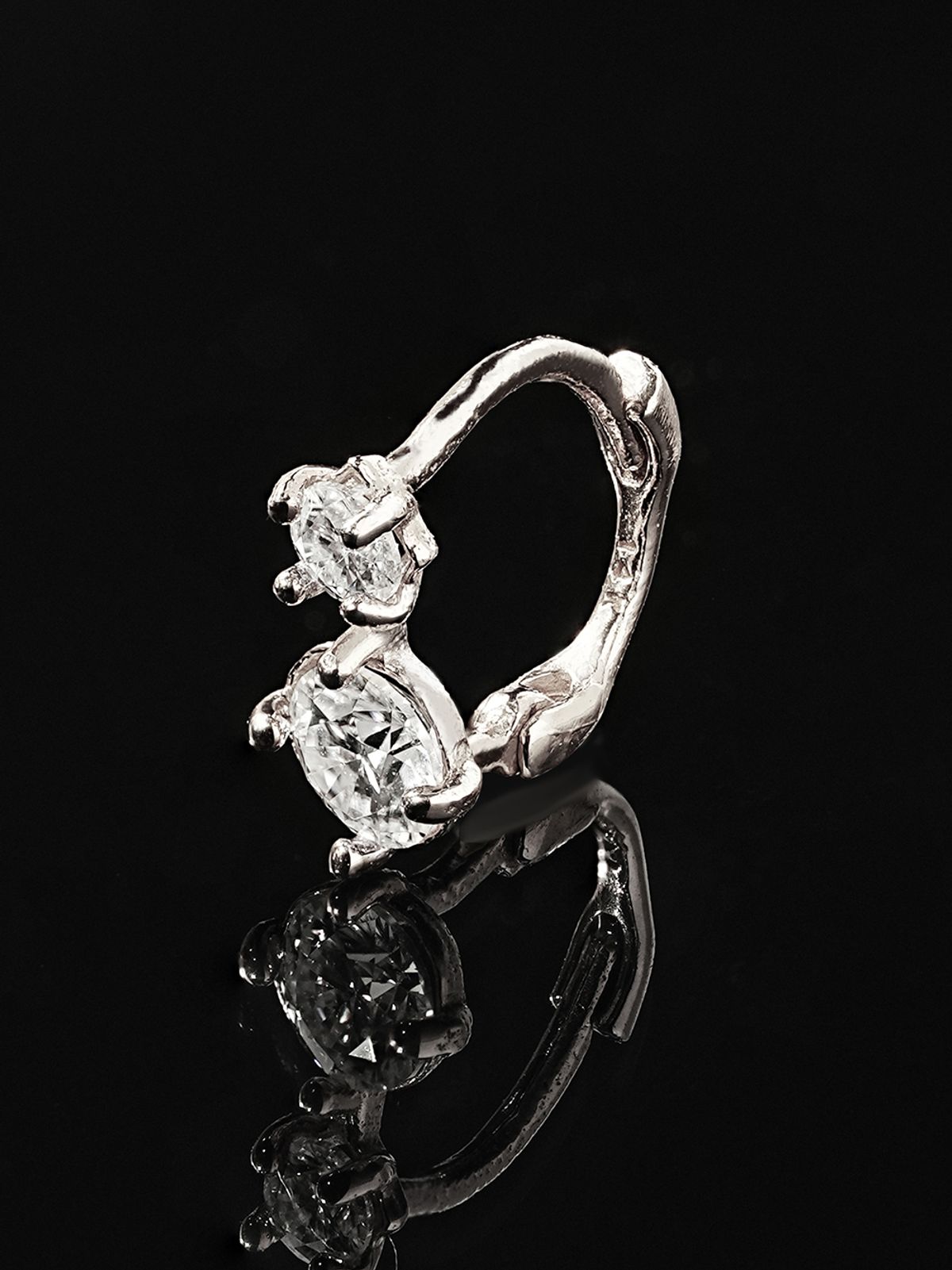 미니멀피어싱(MINIMALPIERCING) 14K 18K 모이사나이트 다이아 더블 원터치 링 귀걸이