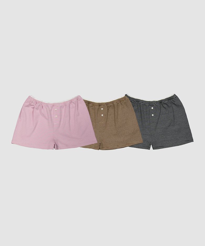D. BASIC STRIPE DOUBLE WAIST SHORTS - 3 COLOR