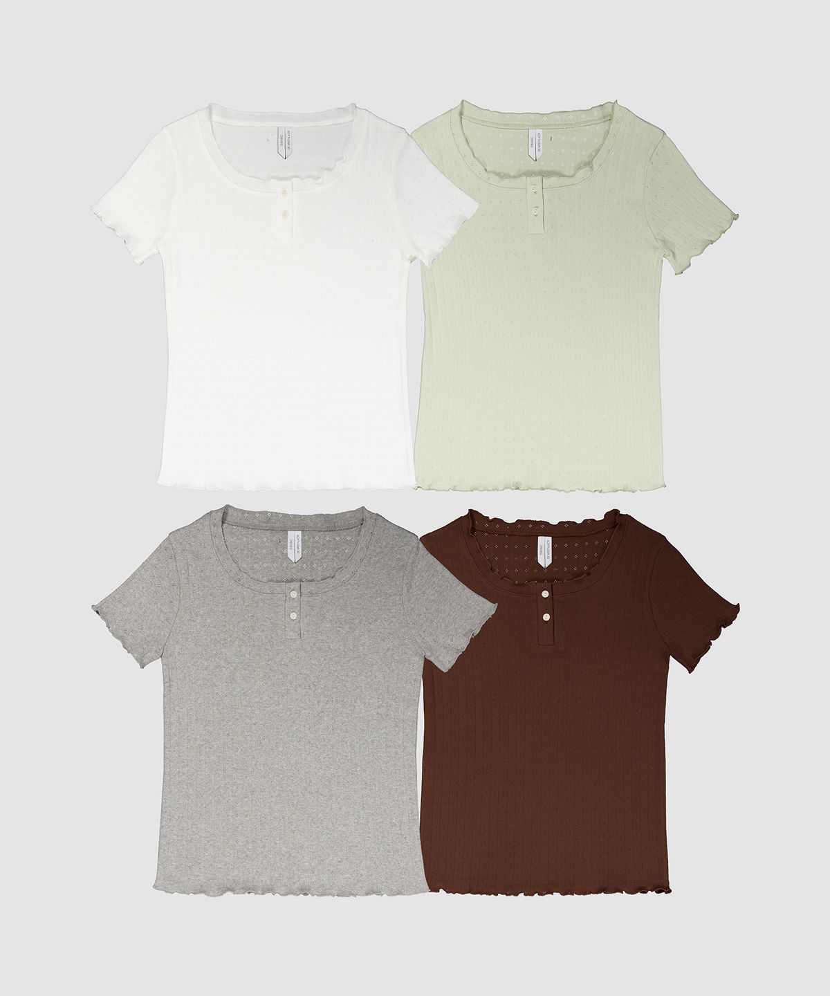 디어스토커(DEARSTALKER) D. BASIC POINTELLE WAVE BUTTON TEE - 4 COLOR