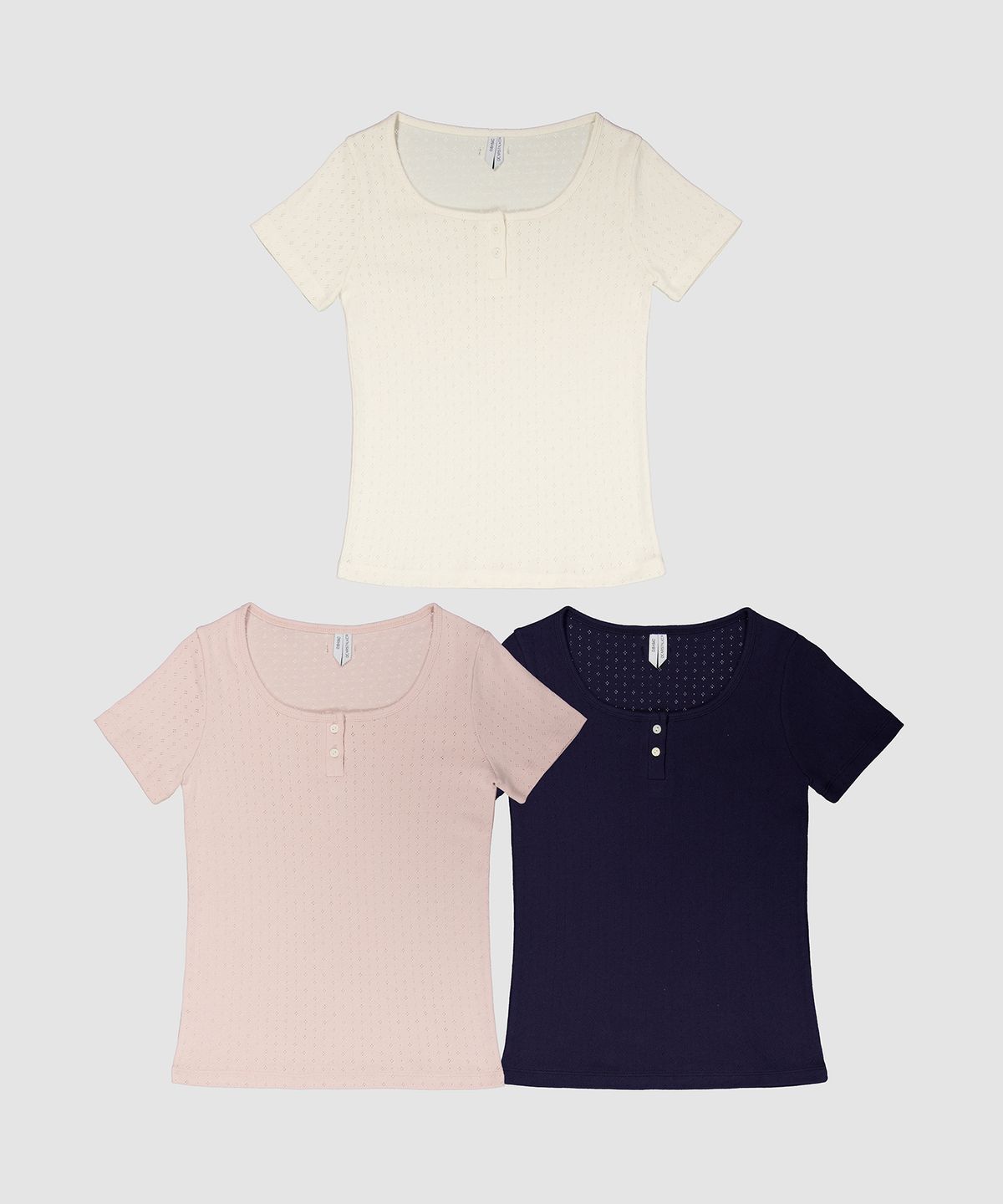 디어스토커(DEARSTALKER) D. BASIC POINTELLE BUTTON TEE - 3 COLOR