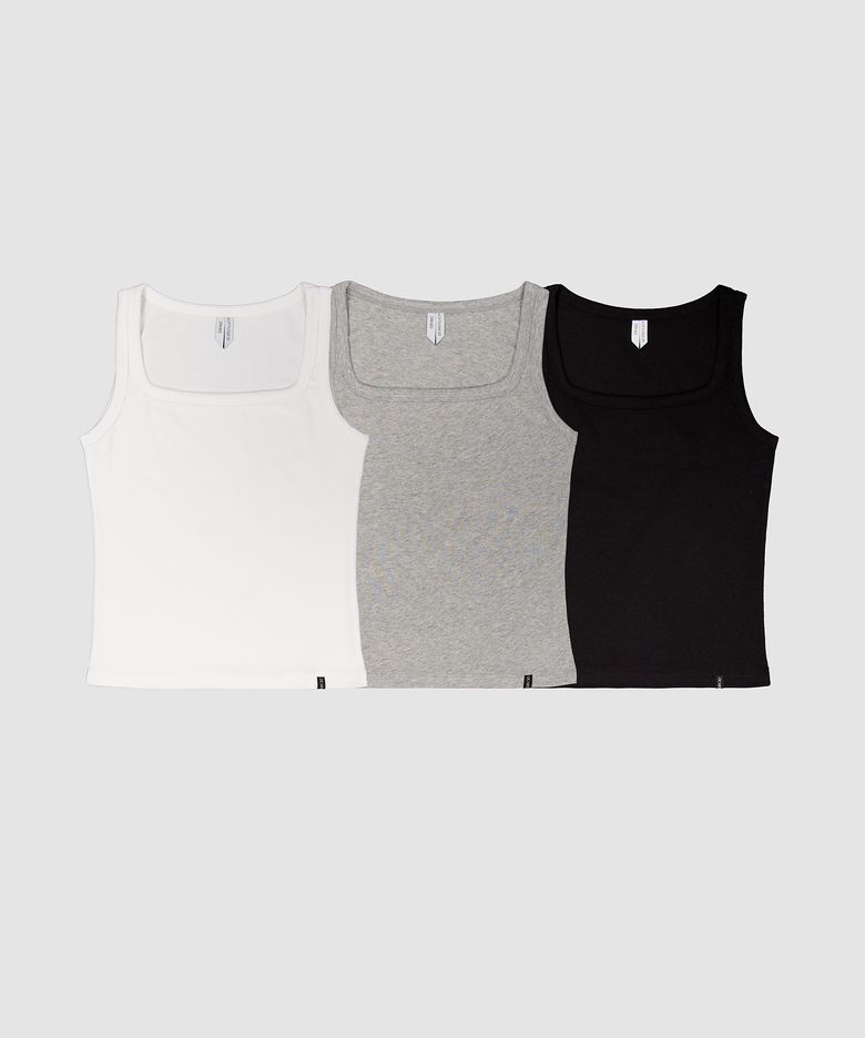 D. BASIC COTTON BABY SQUARE-NECK TANK - 3 COLOR