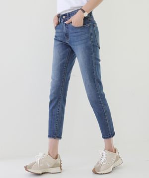 속밴딩 스판 크롭 데님팬츠