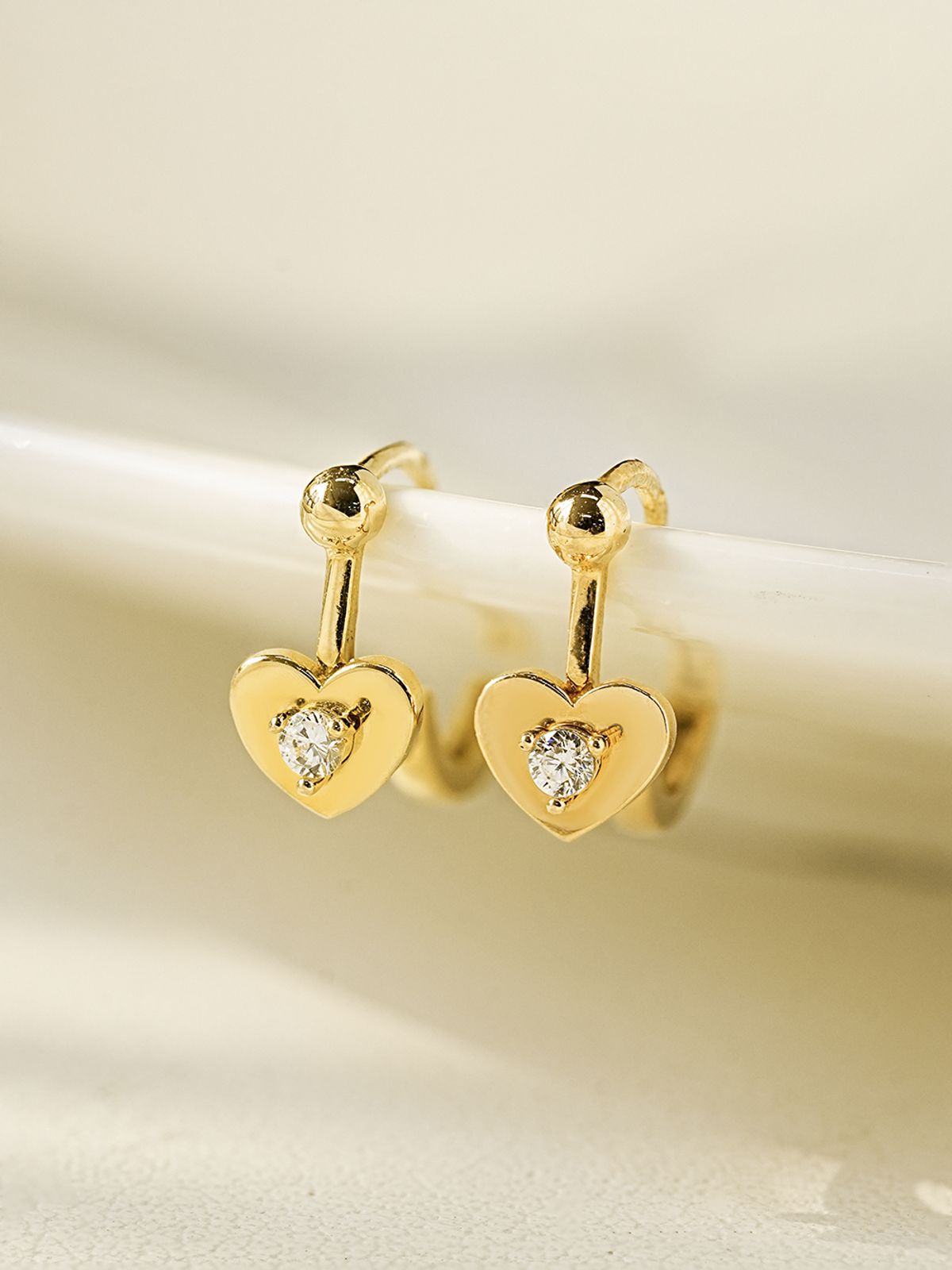 미니멀피어싱(MINIMALPIERCING) 14K 18K 볼 하트 원터치 귀걸이