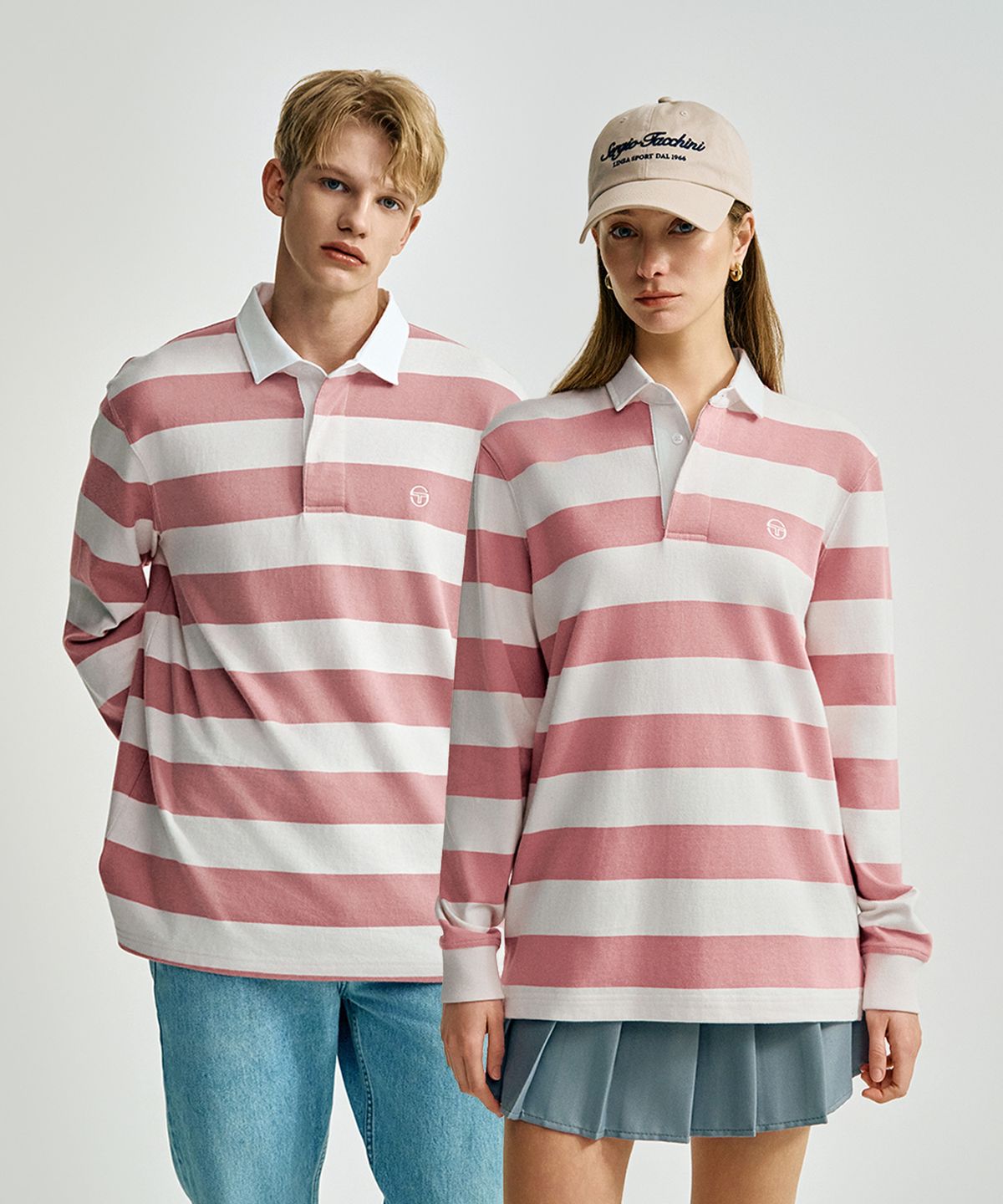 세르지오 타키니(SERGIO TACCHINI) U 스트라이프 저지 럭비 셔츠 (Pink)