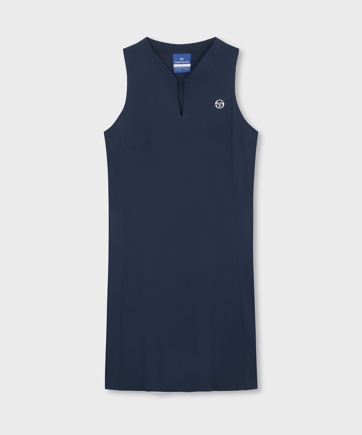 세르지오 타키니(SERGIO TACCHINI) W 우븐 플리츠 슬리브리스 드레스 (Navy)