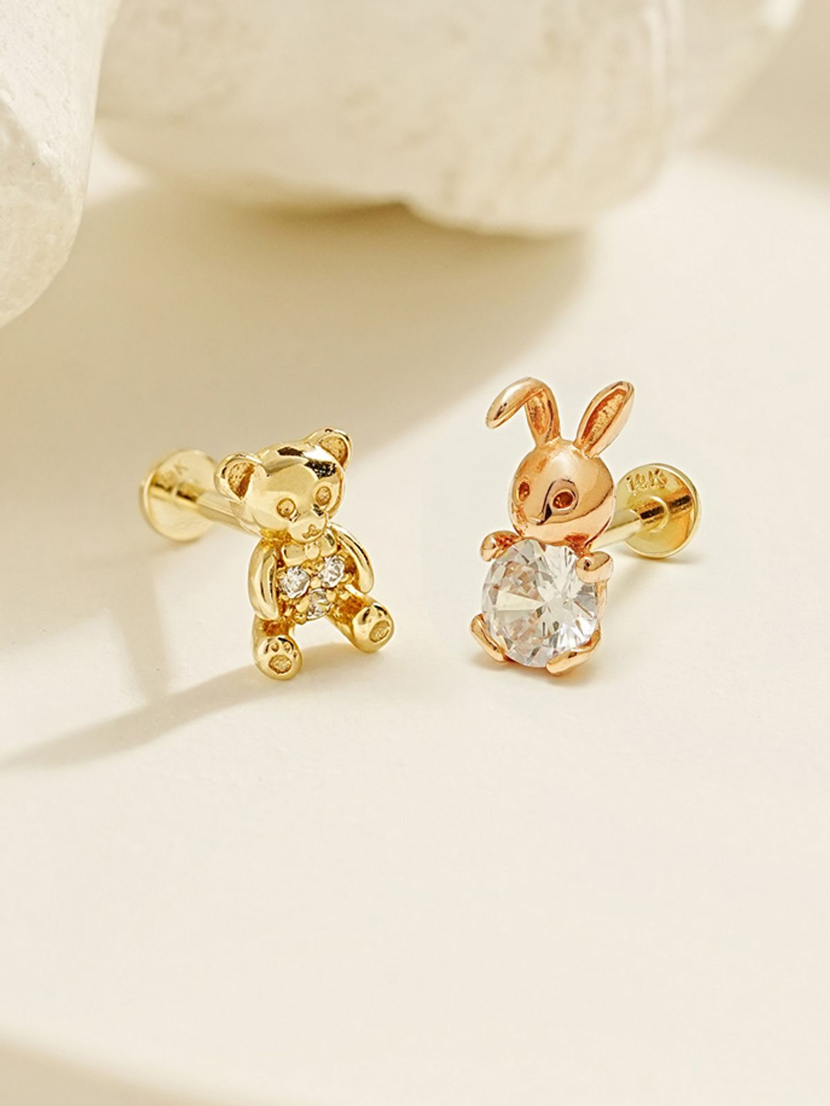 미니멀피어싱(MINIMALPIERCING) [0.8mm]14K 인터널 곰토끼 라블렛 피어싱 귀걸이