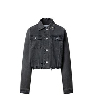 Damage denim jacket Black
