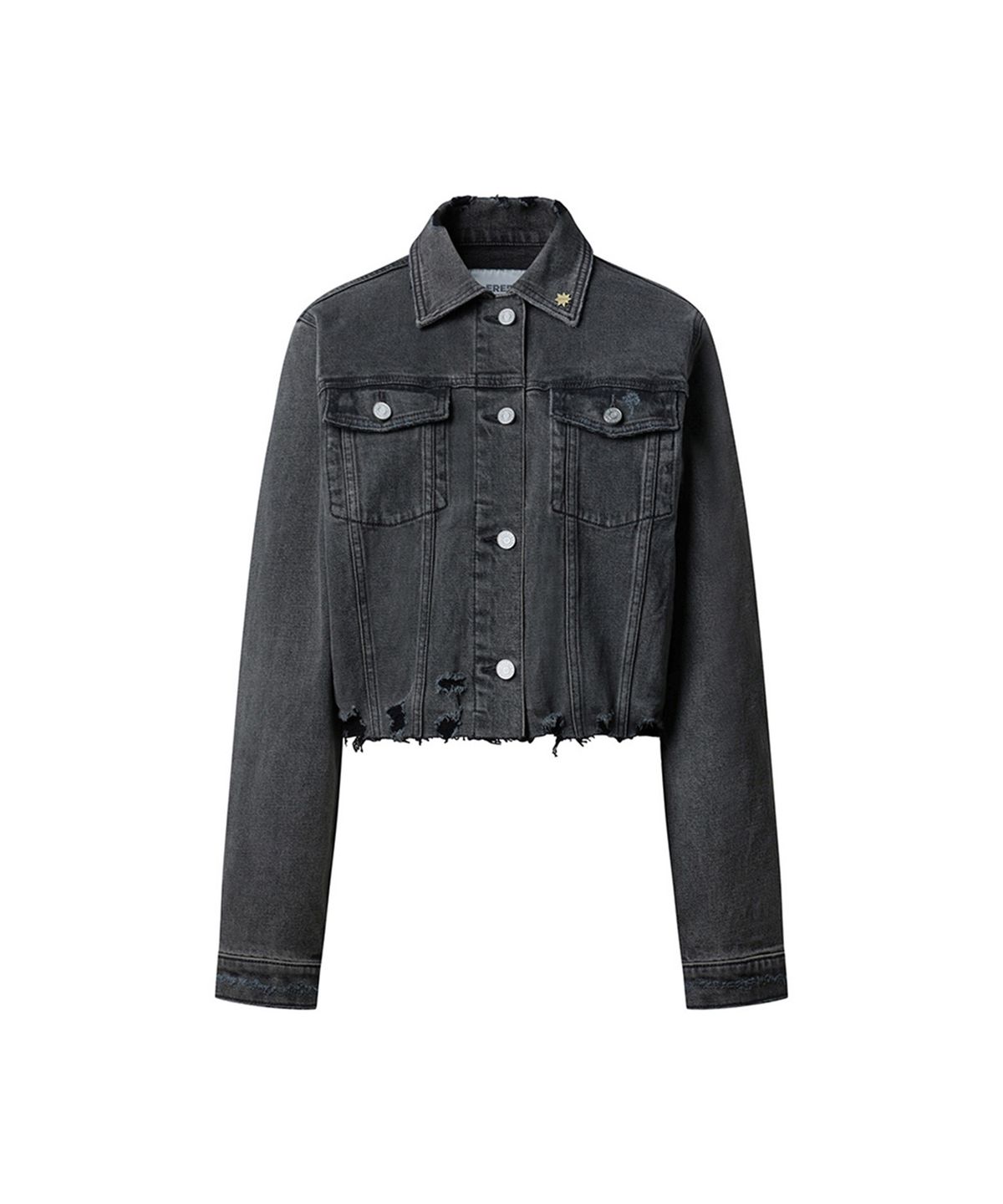 에르에르(ERER) Damage denim jacket Black