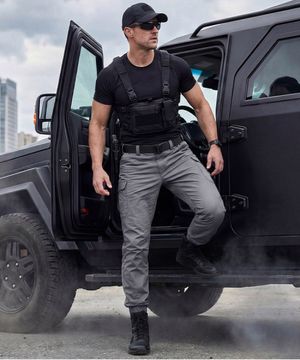 스쿼드 스판 카고 조거팬츠 허리밴딩