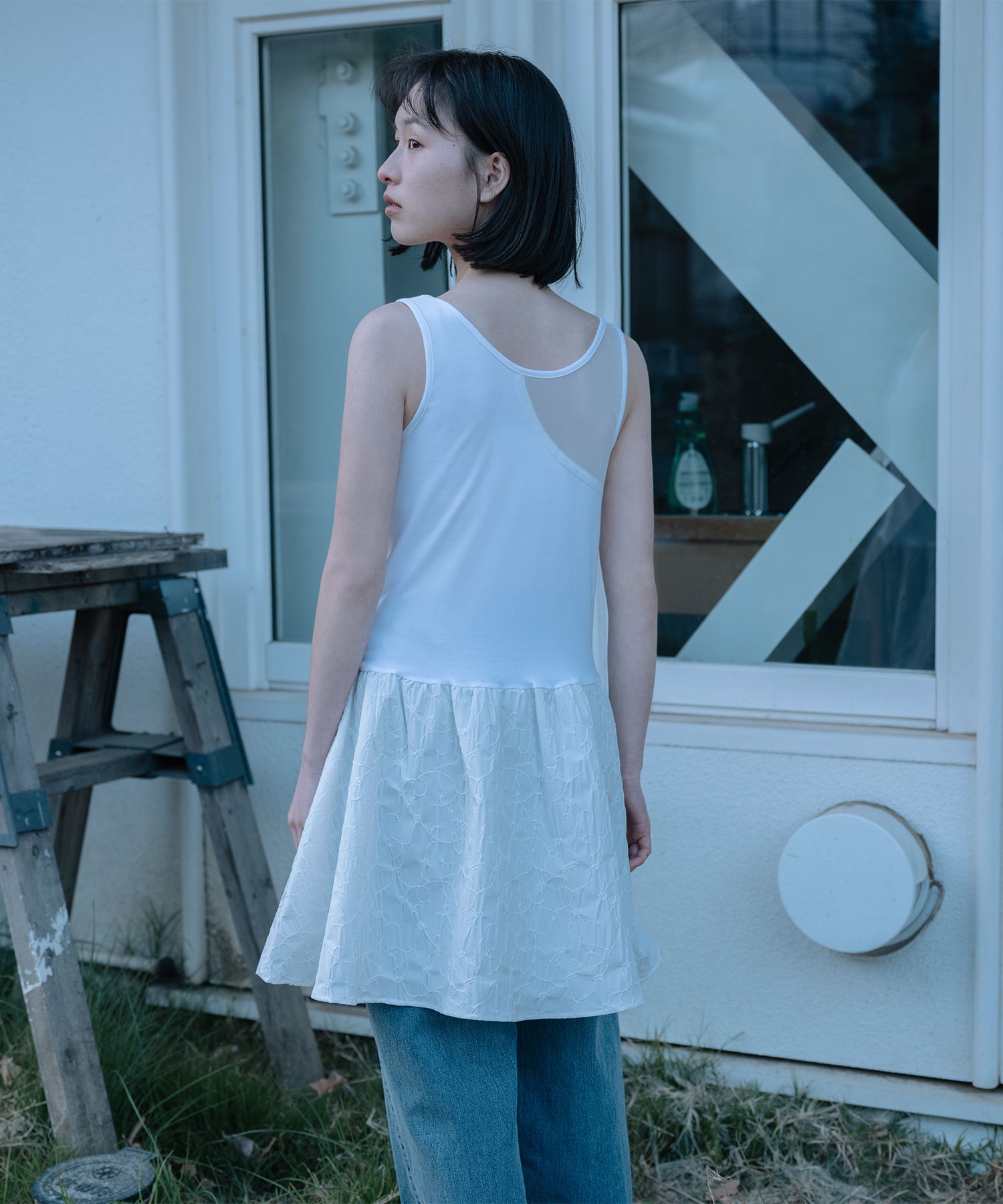 【Oheshio】 LAYERED FLARE SHEER DRESS 2色 MUSINSA公式 | OHESHIO LAYERED FLARE SHEER DRESS, WHITE