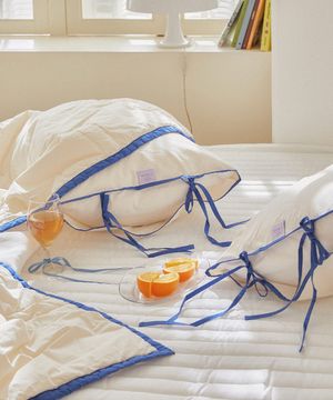 [냉감X고밀도면]러브바인더 셀루오실크-쿨 리본 양면 여름 차렵이불세트(SS/Q/K) 3종