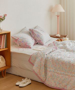 [냉감X고밀도면]러브바인더 셀루오실크-쿨 리본 양면 여름 차렵이불단품(SS/Q) 3종