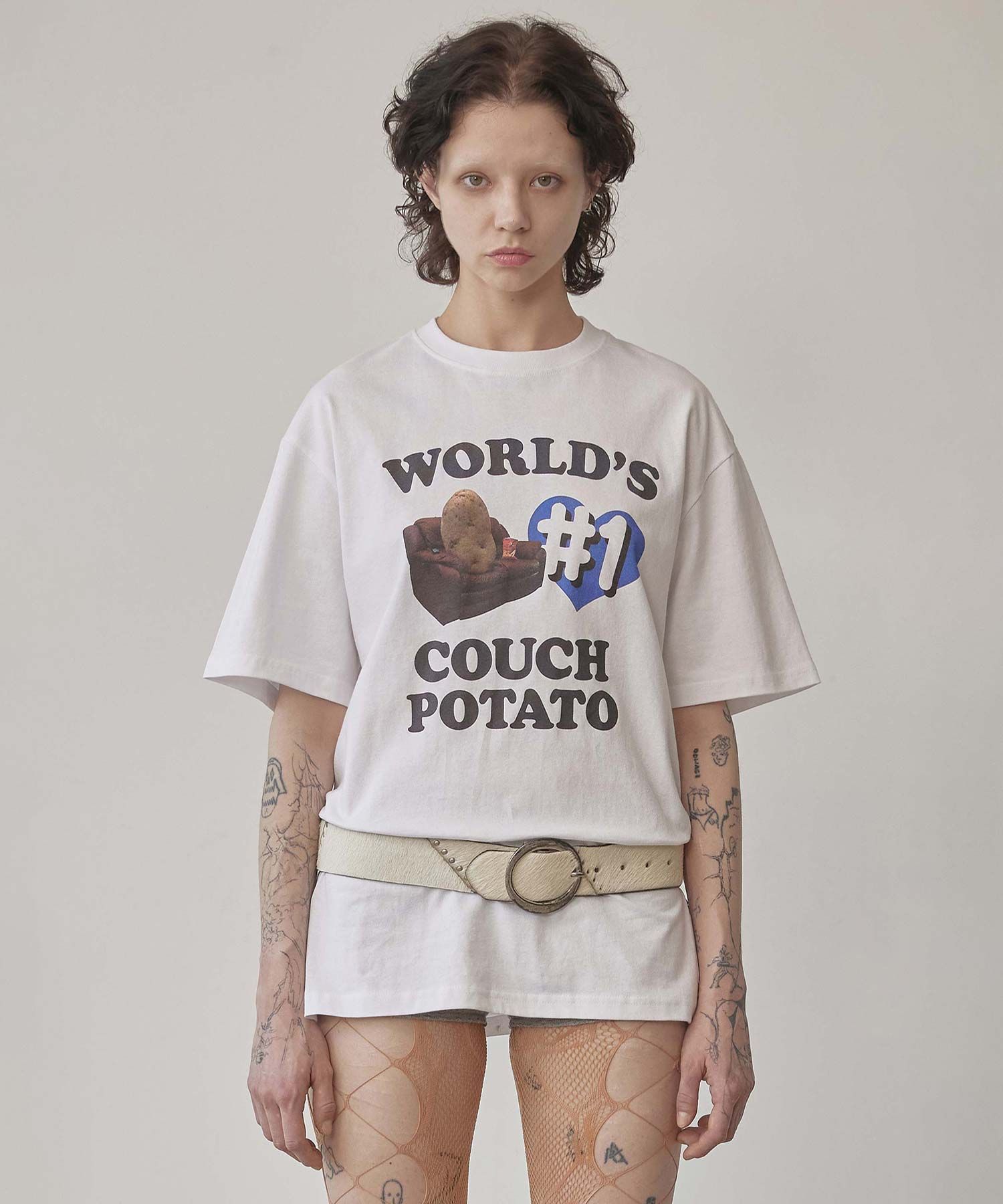 ★SCULPTOR★ Number One Couch Potato Tee Black SC24A248BK MUSINSA | SCULPTOR Number One Couch Potato Tee White