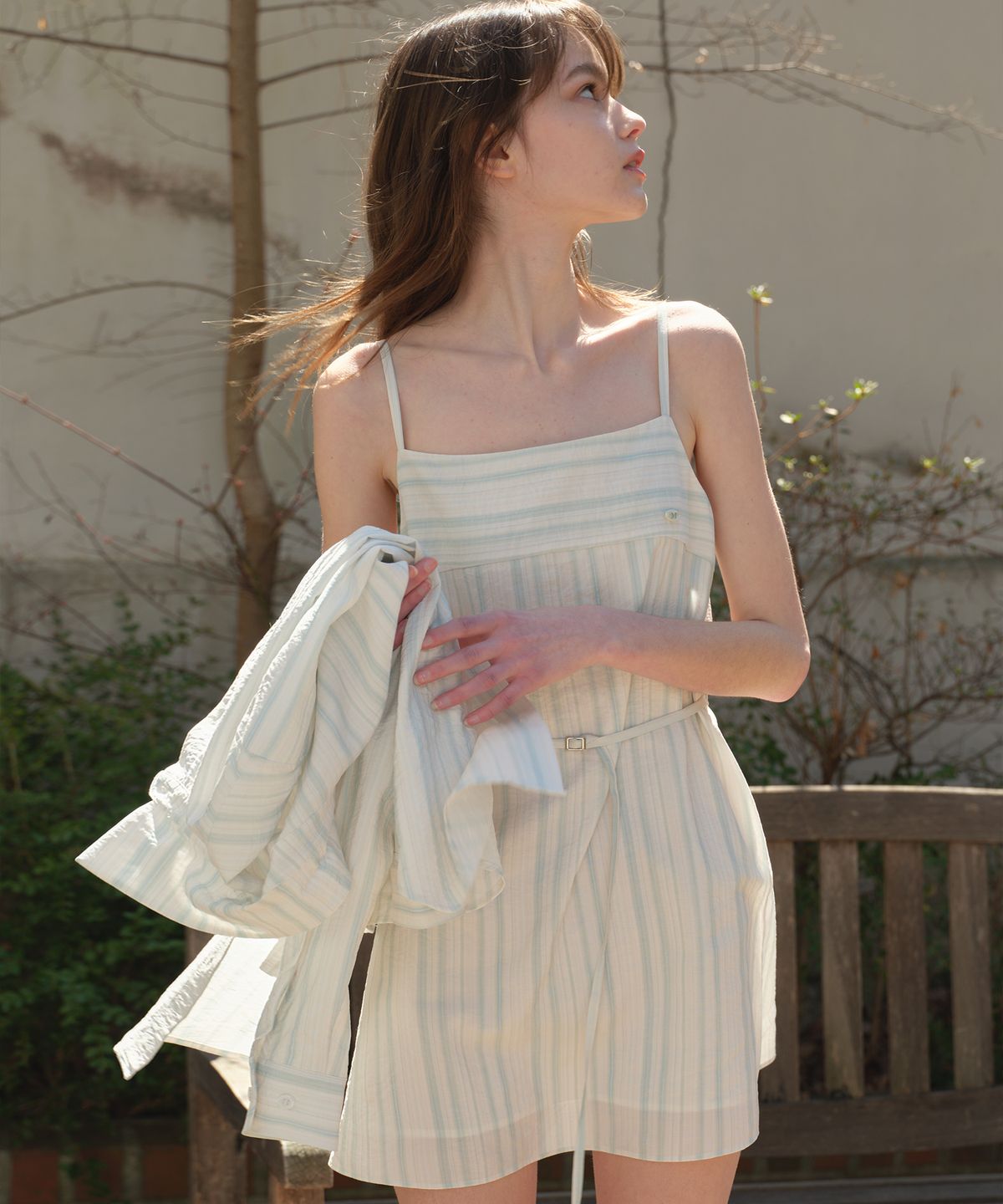 마가린핑거스(MARGARIN FINGERS) NATURAL STRIPE SLIP DRESS (MINT)