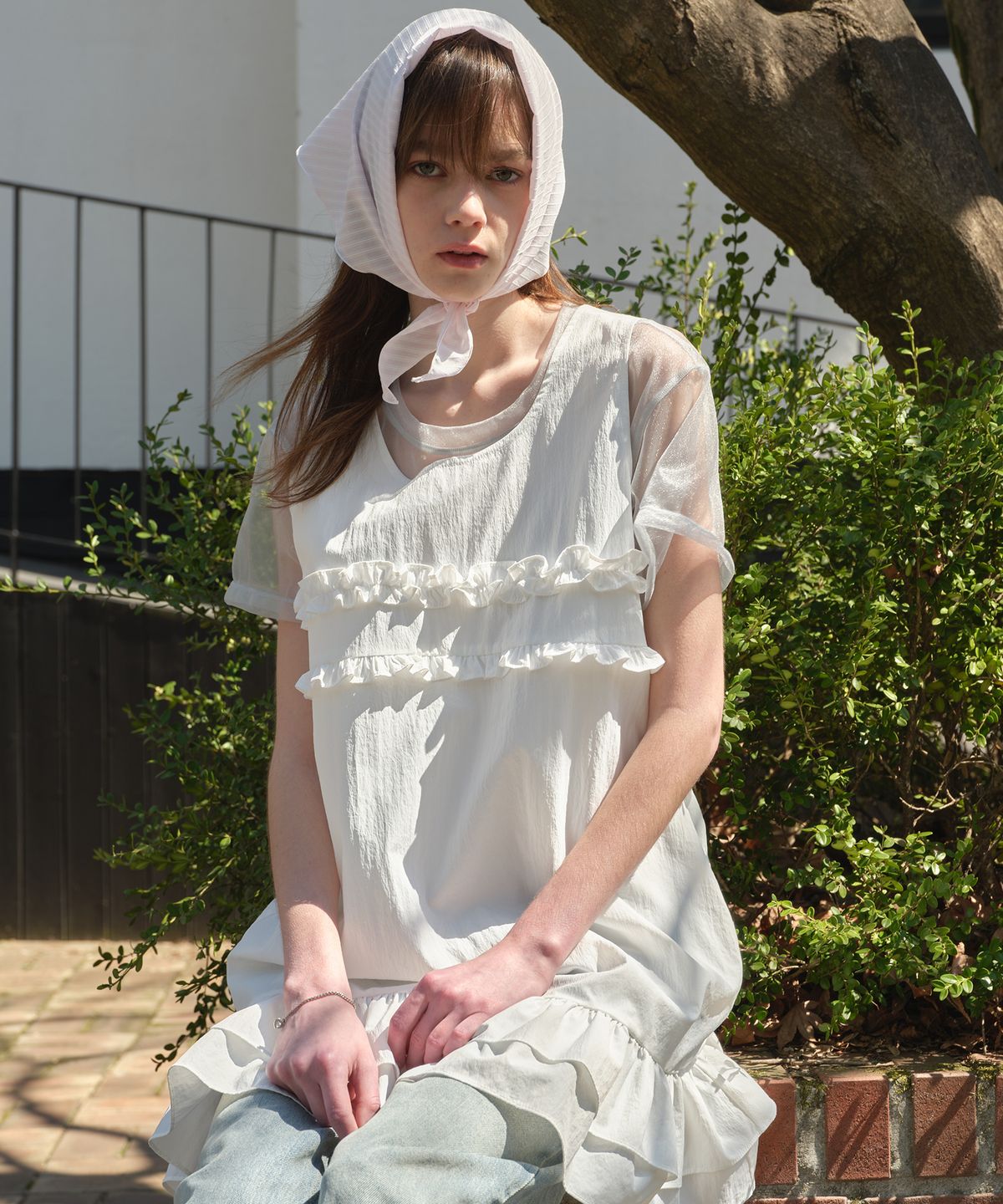 마가린핑거스(MARGARIN FINGERS) MIXED FRILL MINI ONE PIECE (WHITE)