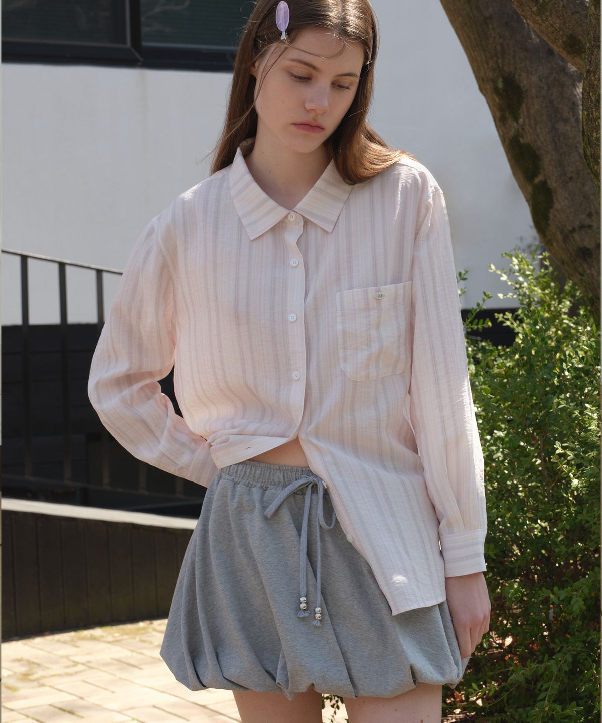 마가린핑거스(MARGARIN FINGERS) OBLIQUE BALLOON SKIRT (MELANGE)