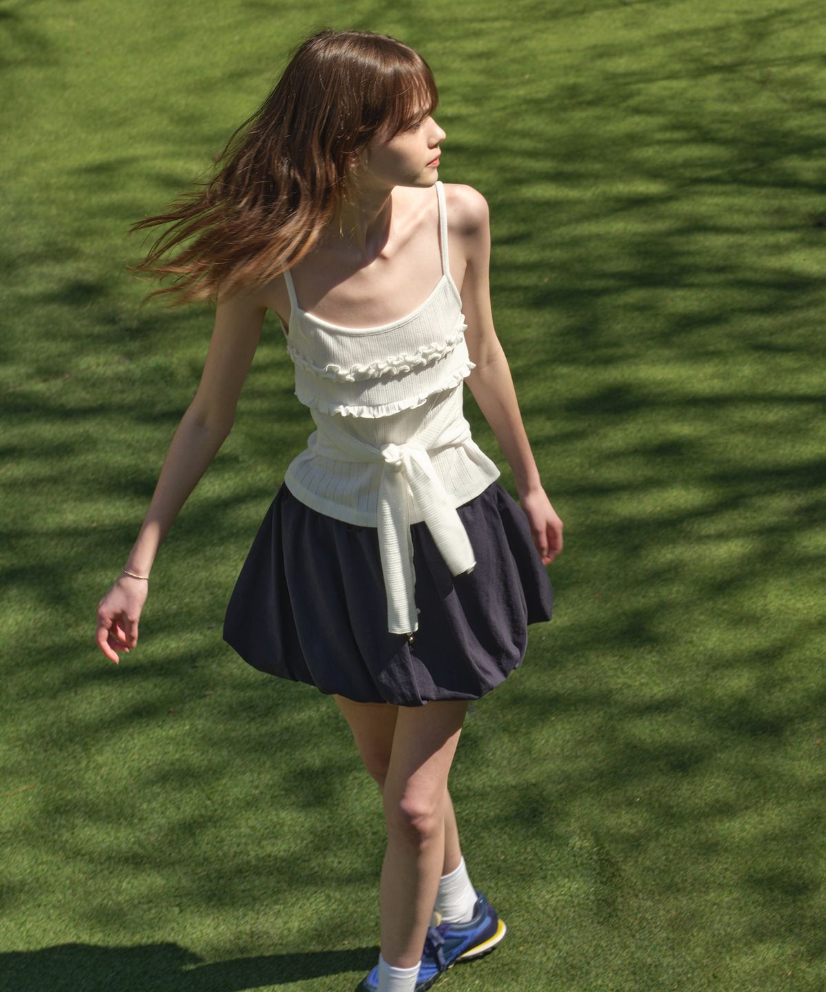 마가린핑거스(MARGARIN FINGERS) OBLIQUE BALLOON SKIRT (NAVY)