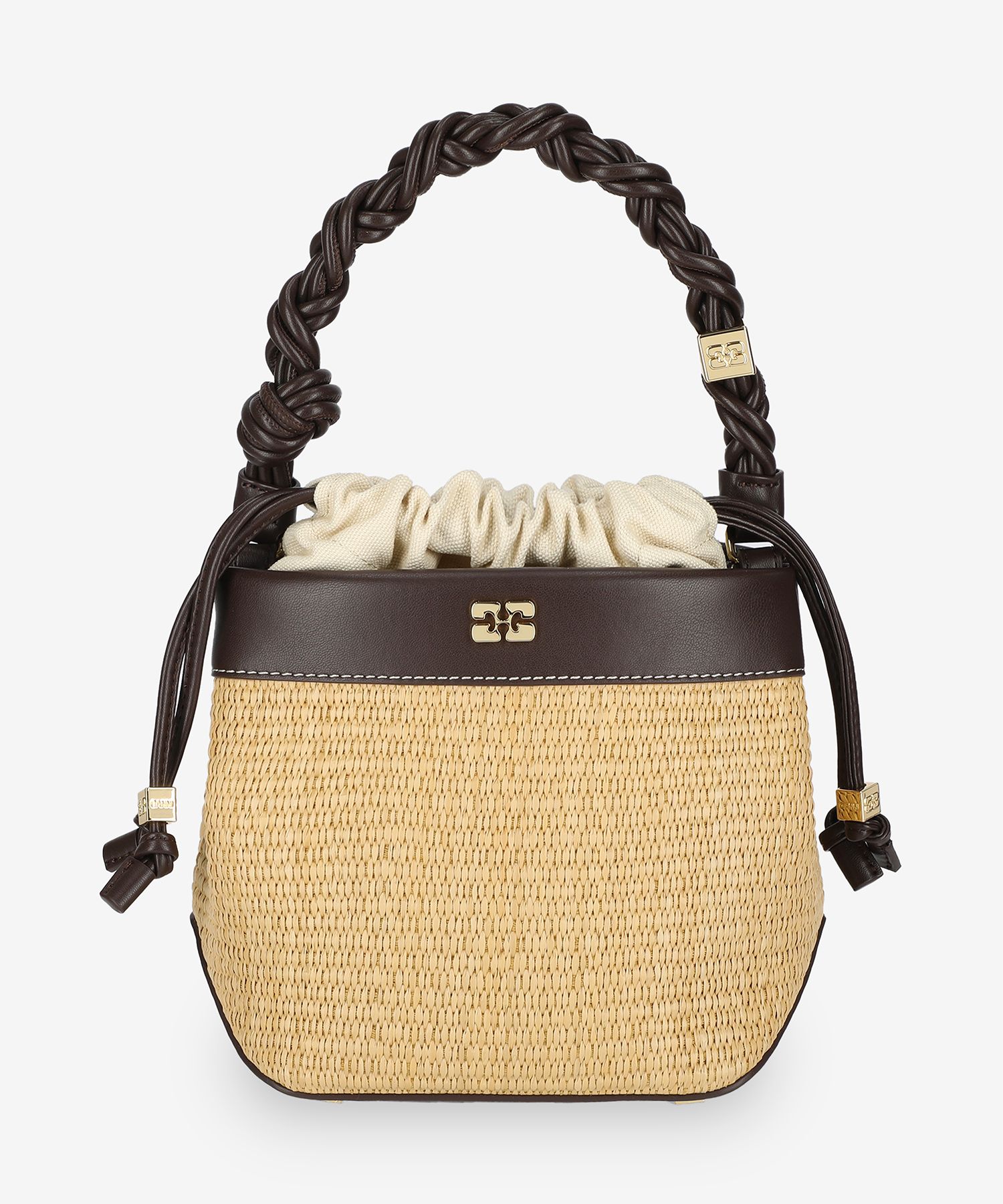★Ganni★ Gani Bura Raffia Bucket Bag Tobacco Brown A6611901 MUSINSA | GANNI Gani Bura Raffia Bucket Bag - Tobacco Brown
