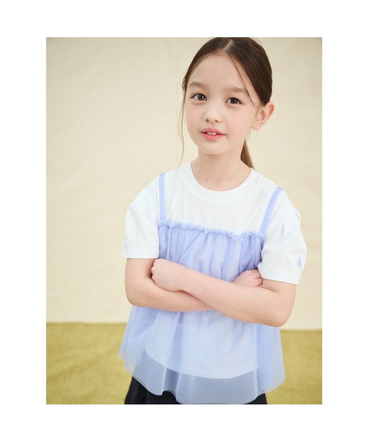 빈폴 키즈(BEANPOLE KIDS) [러블리 빙키 걸즈] 반소매 샤 뷔스티에 블라우스  스카이 블루 (BI5465G05Q)